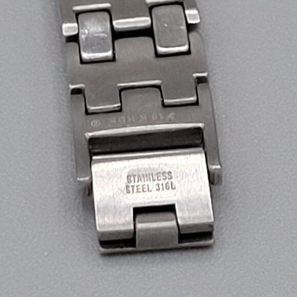 Mens Link Bracelet 10k HDS Diamond Accents Stainless Steel Fold Over Clasp - Picture 7 of 9